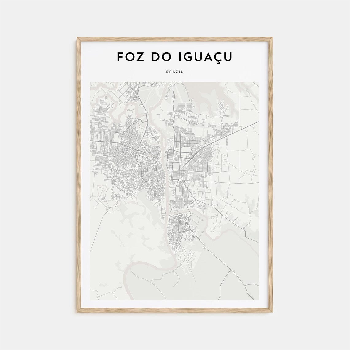 Foz do Iguacu Brazil Minimalist Beige City Map Wall Decor Poster