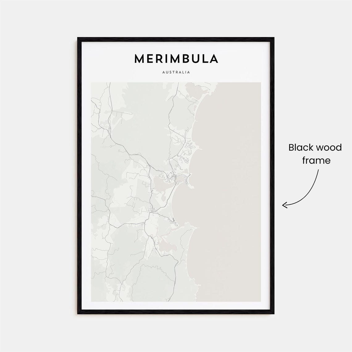 Merimbula Australia Sapphire Coast Beige Minimalist Map Poster - Image 3