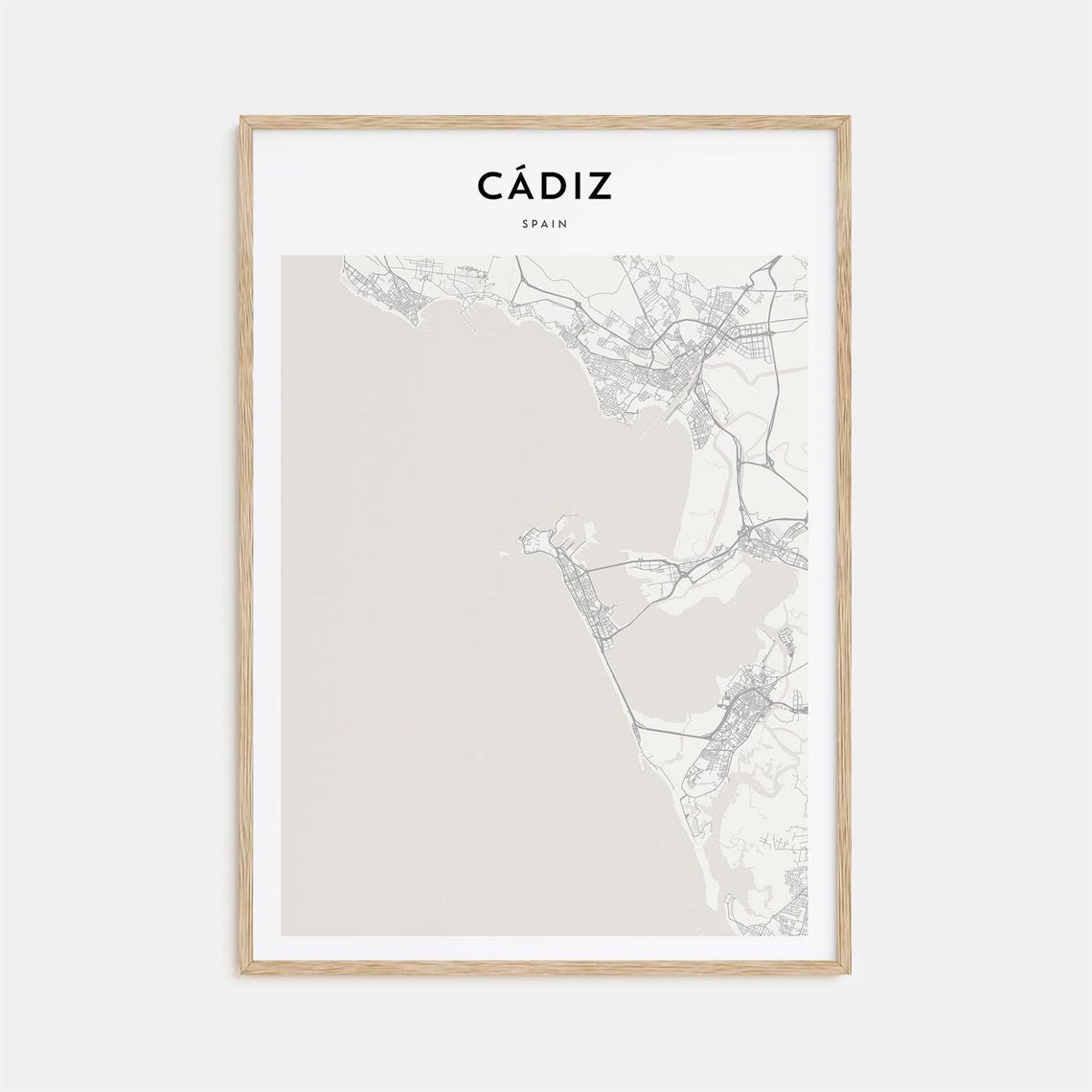 Cadiz Spain Minimalist Coastal City Street Map Modern Wall Art Decor