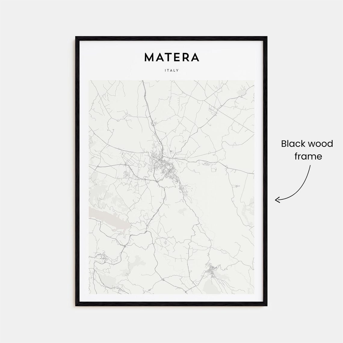 Matera Italy Ancient Hill Town Beige Minimalist Map Art Poster - Image 3