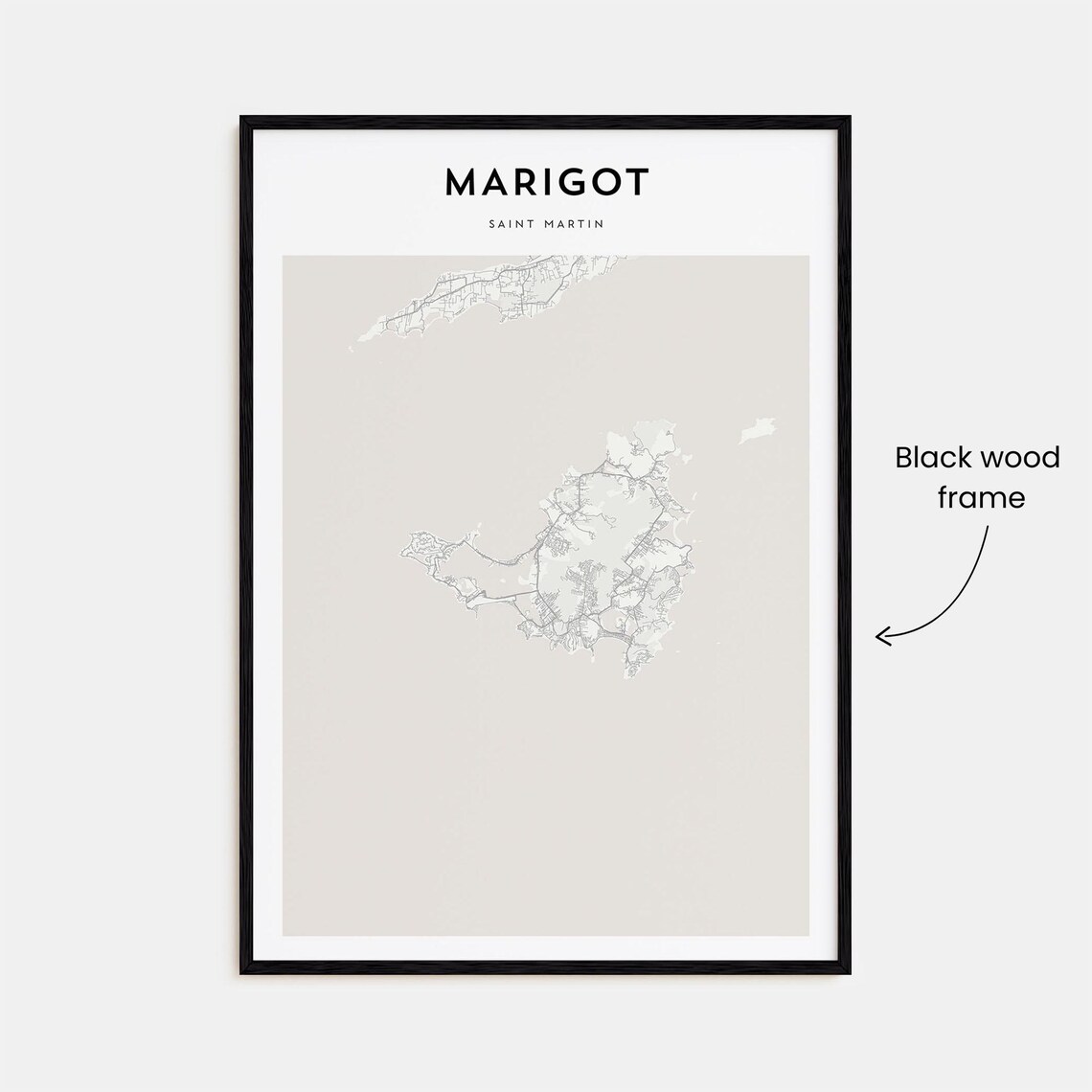 Marigot Saint Martin Caribbean Island Beige Minimalist Map Poster - Image 3