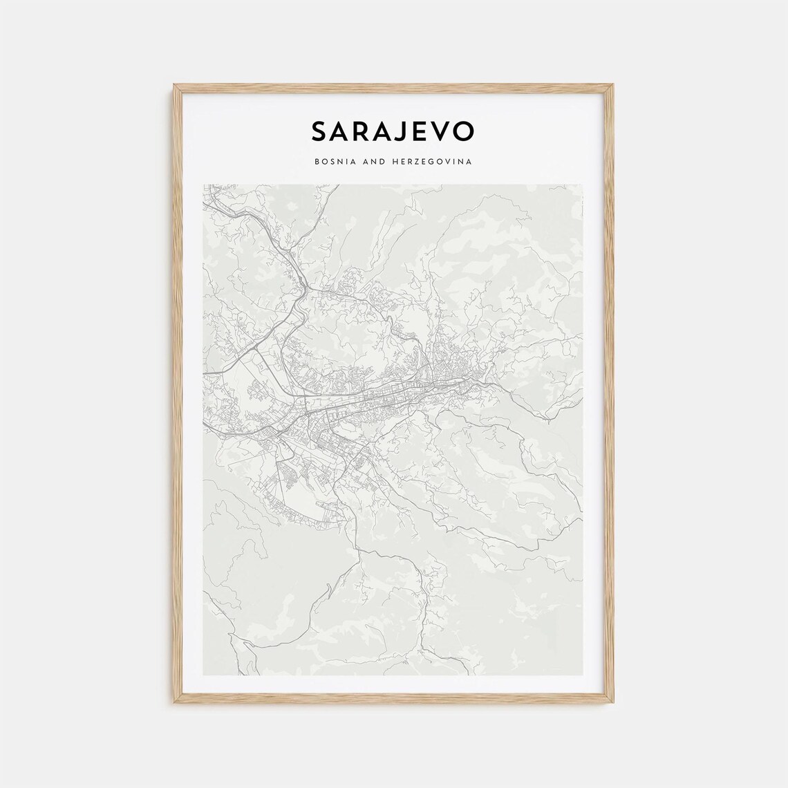 Sarajevo Bosnia And Herzegovina Minimalist Map Travel Poster