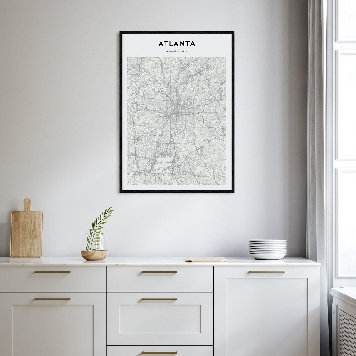 Atlanta Georgia USA Detailed Street Map Minimalist Modern Poster - Image 2