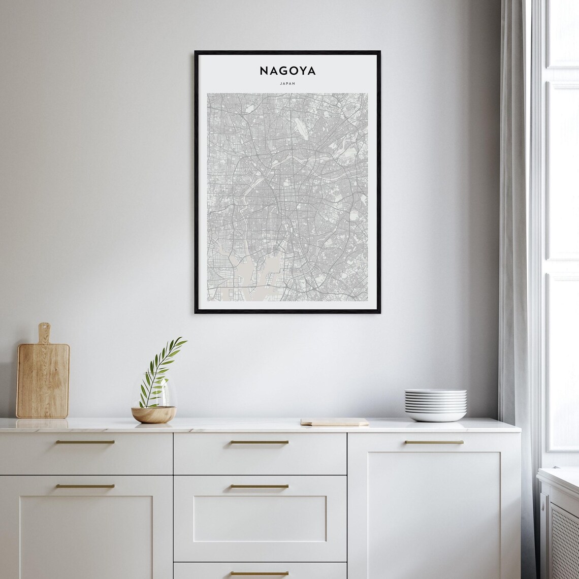Nagoya Japan Harbor Port City Minimalist Beige Street Map Poster - Image 2