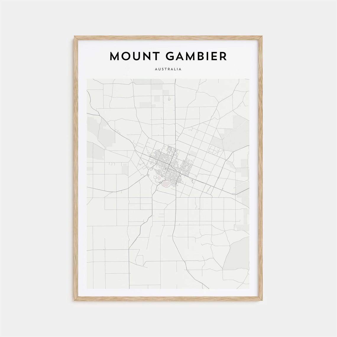Mount Gambier Australia Minimalist Town Street Map Black White Poster