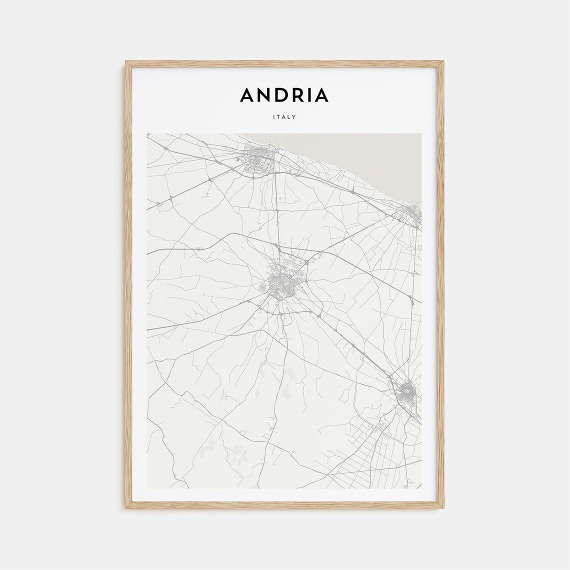 Andria Italy Fine Line City Street Map Modern Wall Decor Poster