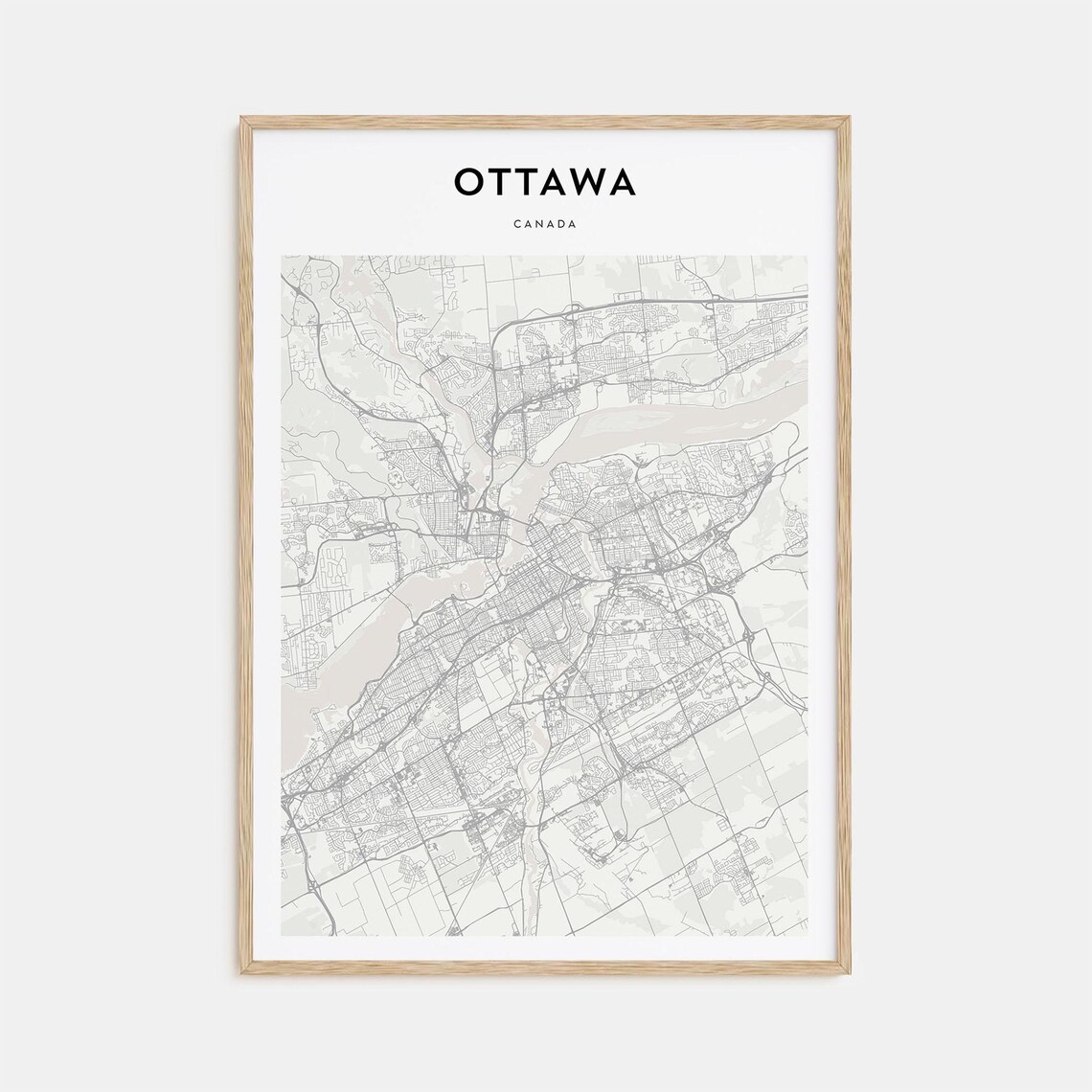 Ottawa Canada Minimalist Street Map Capital City Travel Art Poster