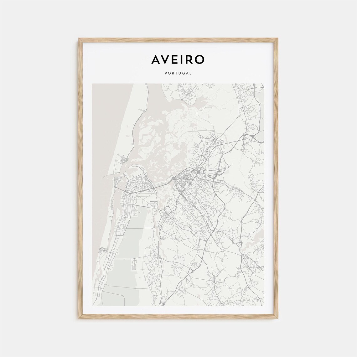 Aveiro Portugal Minimalist Line Map of the City Street Art Poster