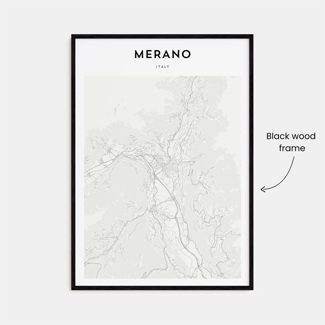Merano Italy Alpine Town Beige Minimalist Street Map Art Poster - Image 3