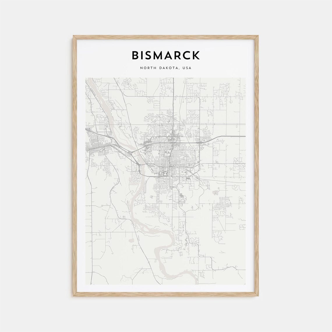 Bismarck North Dakota USA Minimalist City Map Line Art Travel Poster