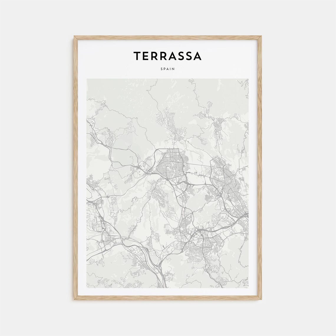 Terrassa Spain Modern Minimalist City Street Map Travel Art Poster