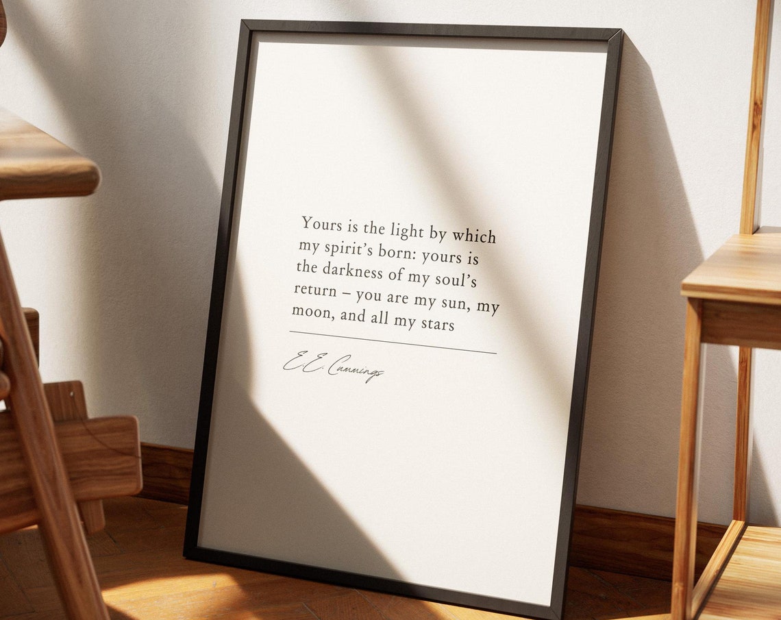 E.E. Cummings Sun Moon Stars Romantic Love Minimalist Quote Poster - Image 5