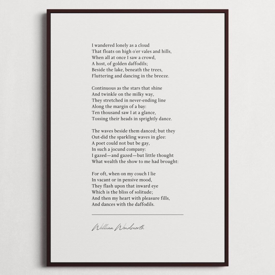 William Wordsworth Daffodils Poem Poster I Wandered Lonely Cloud Art