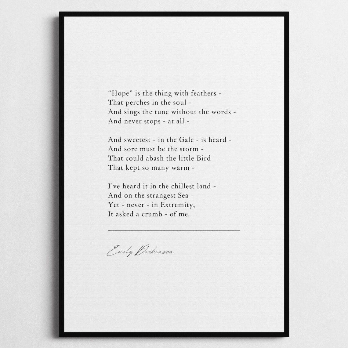 Emily Dickinson Hope Is The Thing With Feathers Botanical Quote Poster - Image 7
