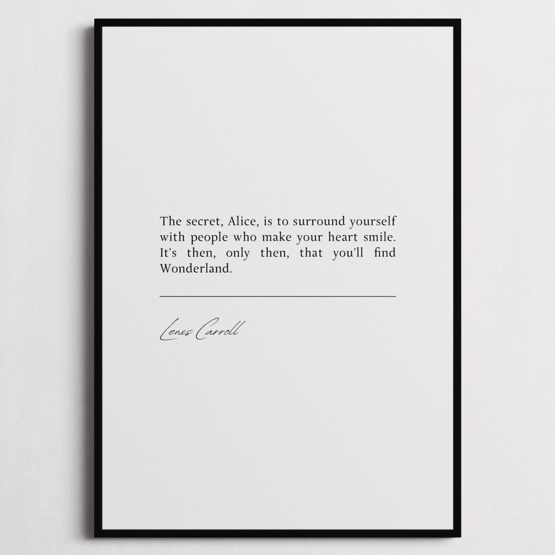 Lewis Carroll Alice In Wonderland Heart Smile Minimalist Quote Print