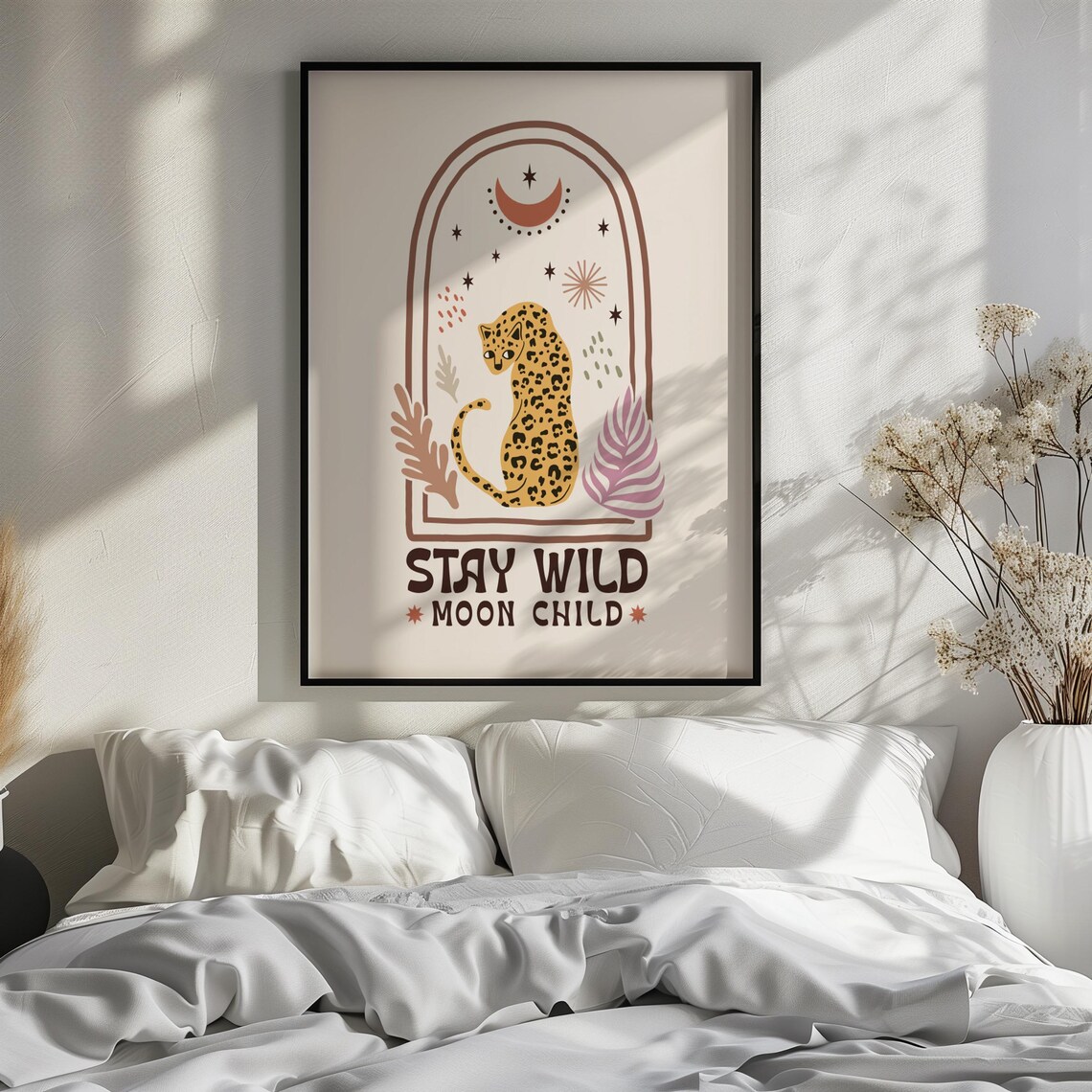 Moon Child Bohemian Cheetah Quote Art Print - Image 3