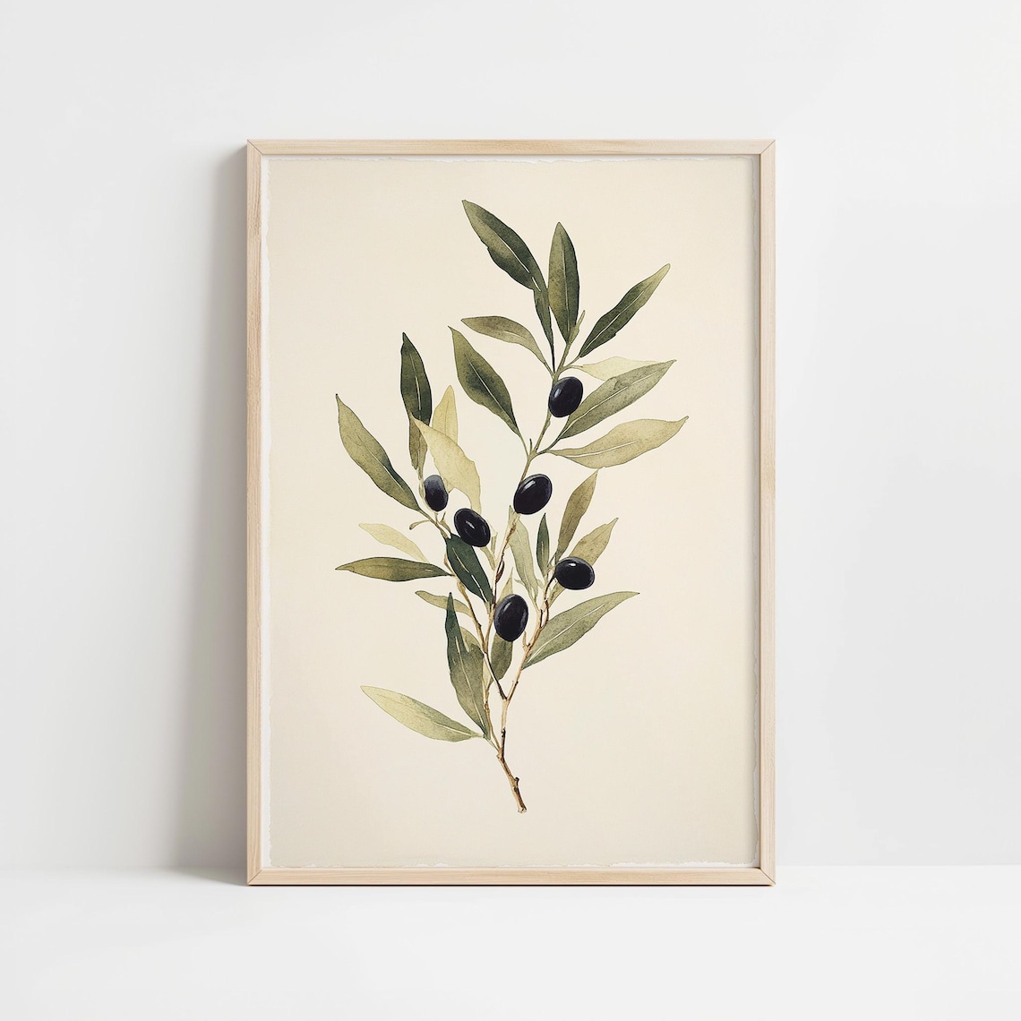 Vintage Olives Illustration Art Print, Botanical Kitchen Decor