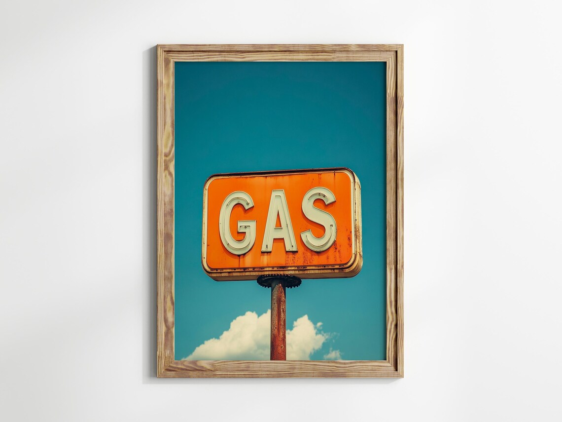 Vintage Gas Station Sign Art Print, Retro Road Trip - Image 2