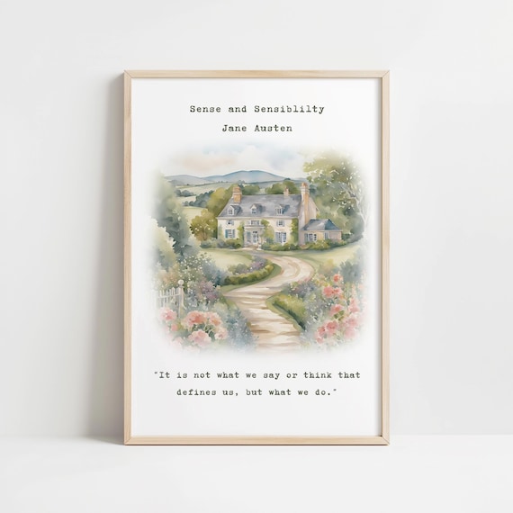 Jane Austen Literary Quote Art Print, Minimalist Decor