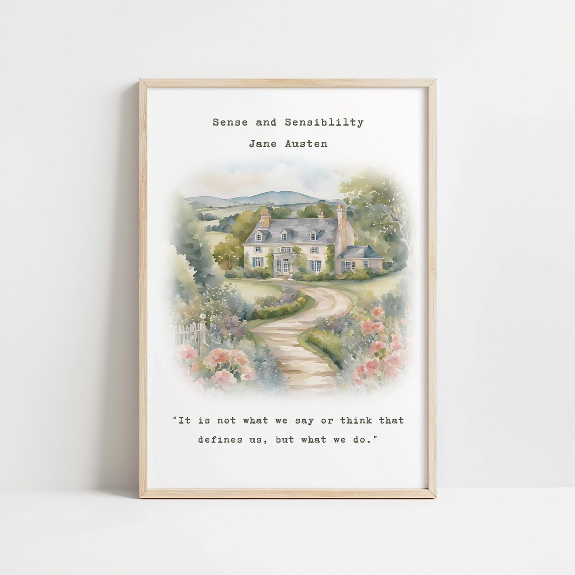 Jane Austen Literary Quote Art Print, Minimalist Decor