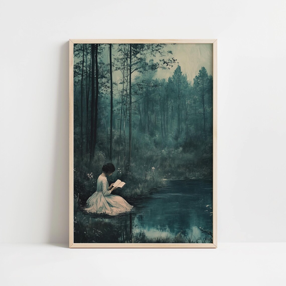 Reader At Lake Moody Dark Academia Art Print