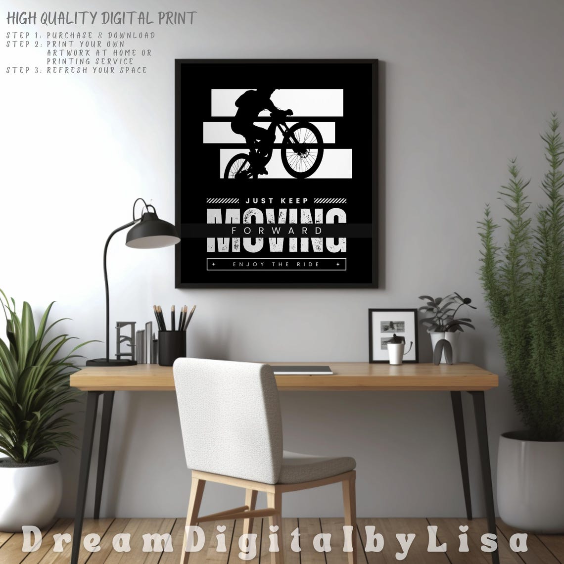 Just Keep Moving Forward Cycling Poster Enjoy The Ride Motivational - Image 4