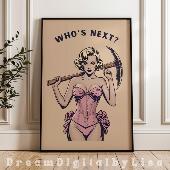Vintage Messy Coquette, Femme Fatale Pin Up Woman Art Print