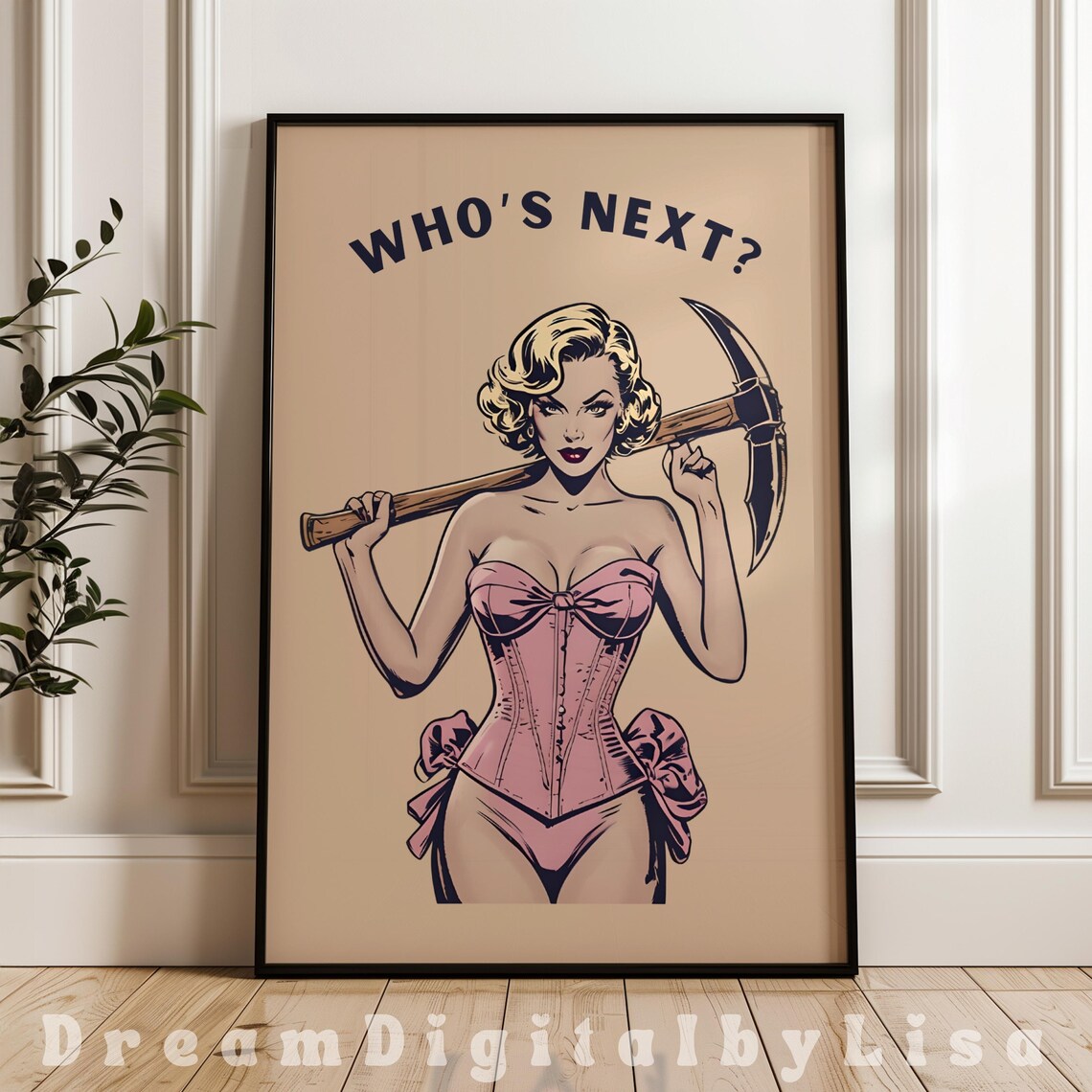 Vintage Messy Coquette, Femme Fatale Pin Up Woman Art Print