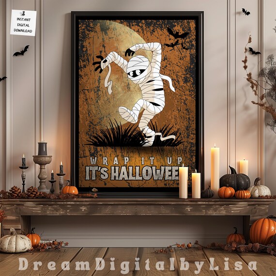 Halloween Mummy, Funny Autumn Decor Poster