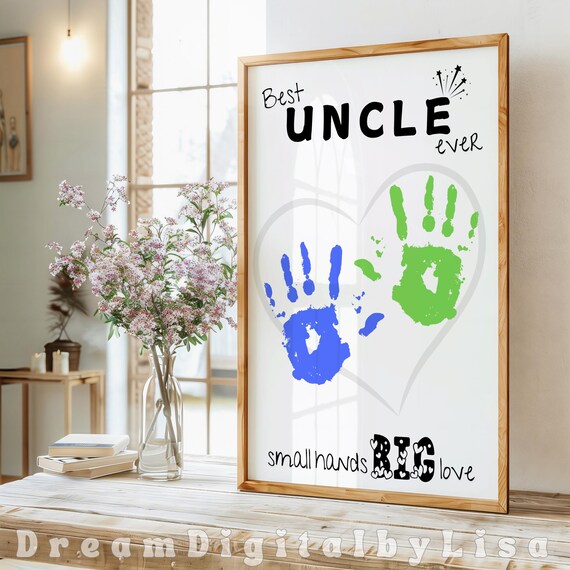 Best Uncle Ever Handprint Art, Birthday Gift