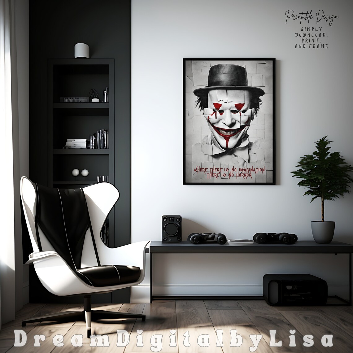 Horror Clown Portrait Gothic Jigsaw Inspired Quote Halloween Poster - Image 2