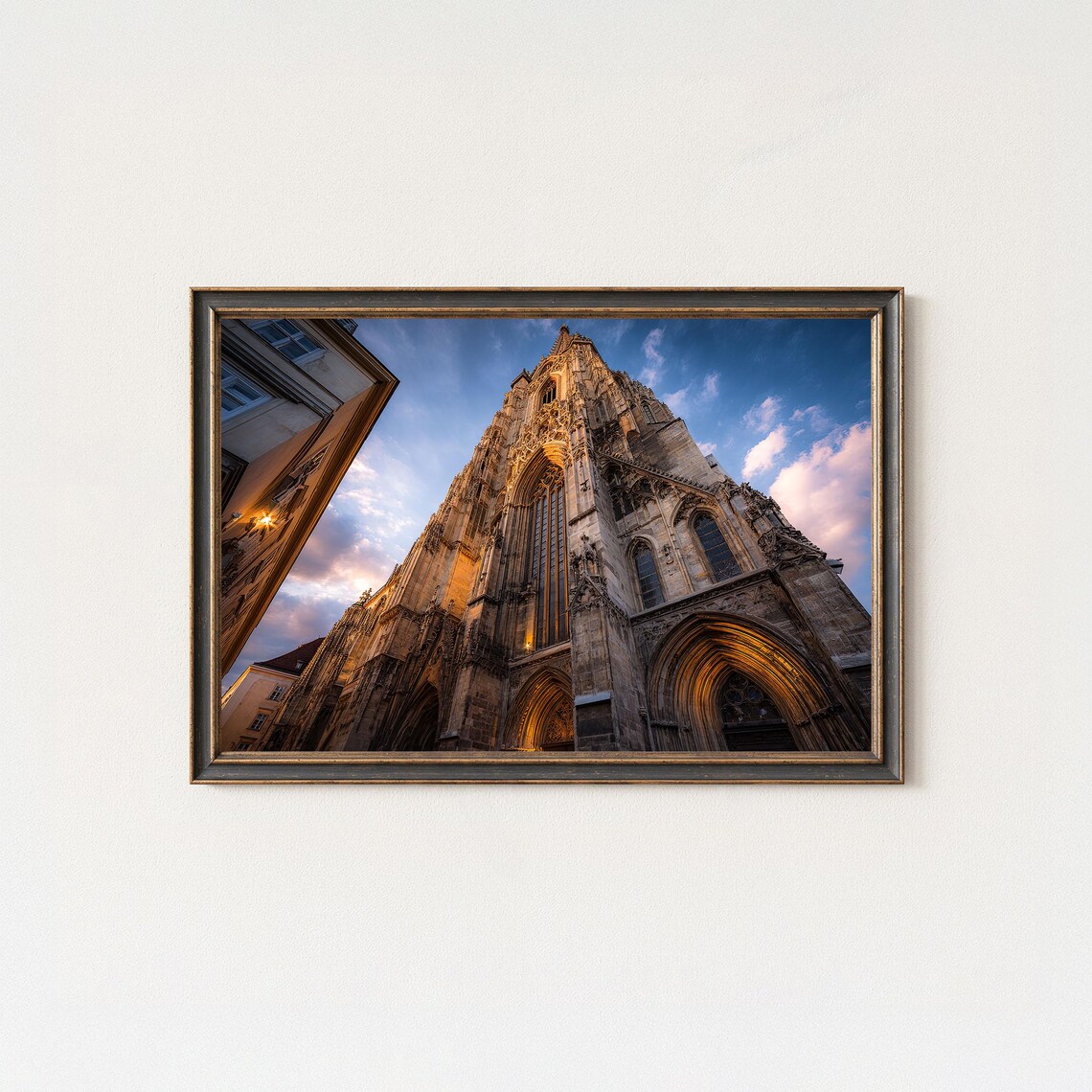 St Stephens Cathedral Vienna Gothic Tower At Sunset Travel Poster