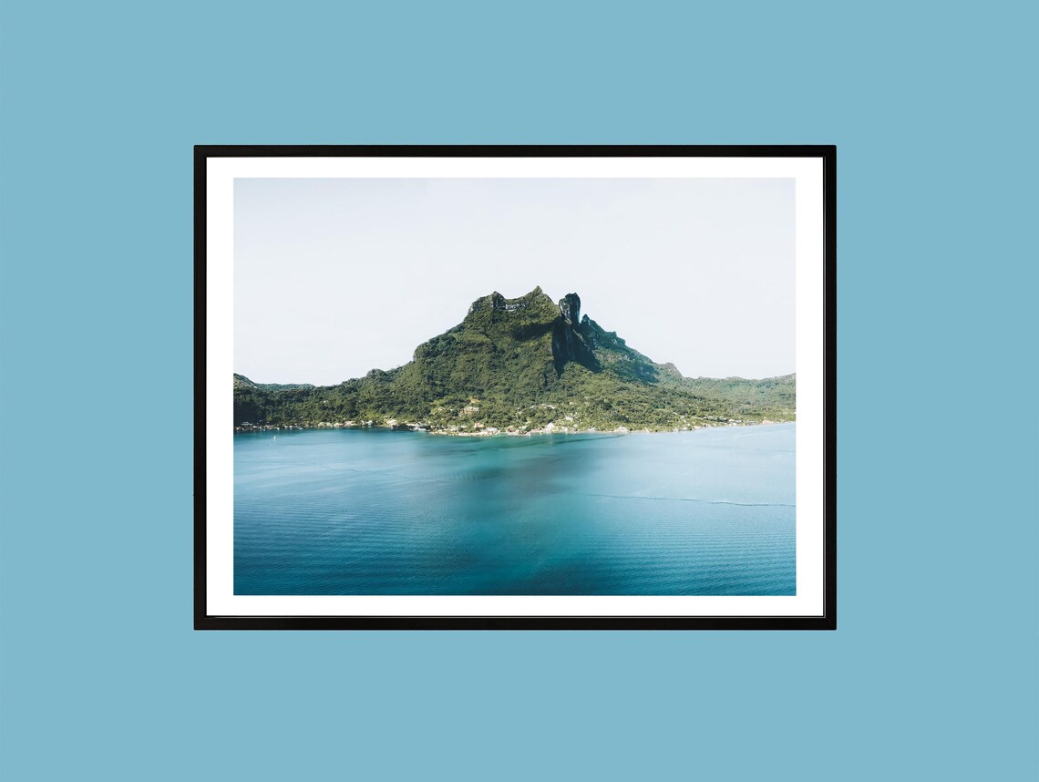 Bora Tropical Island Green Mountain Lagoon Aerial Photography Poster