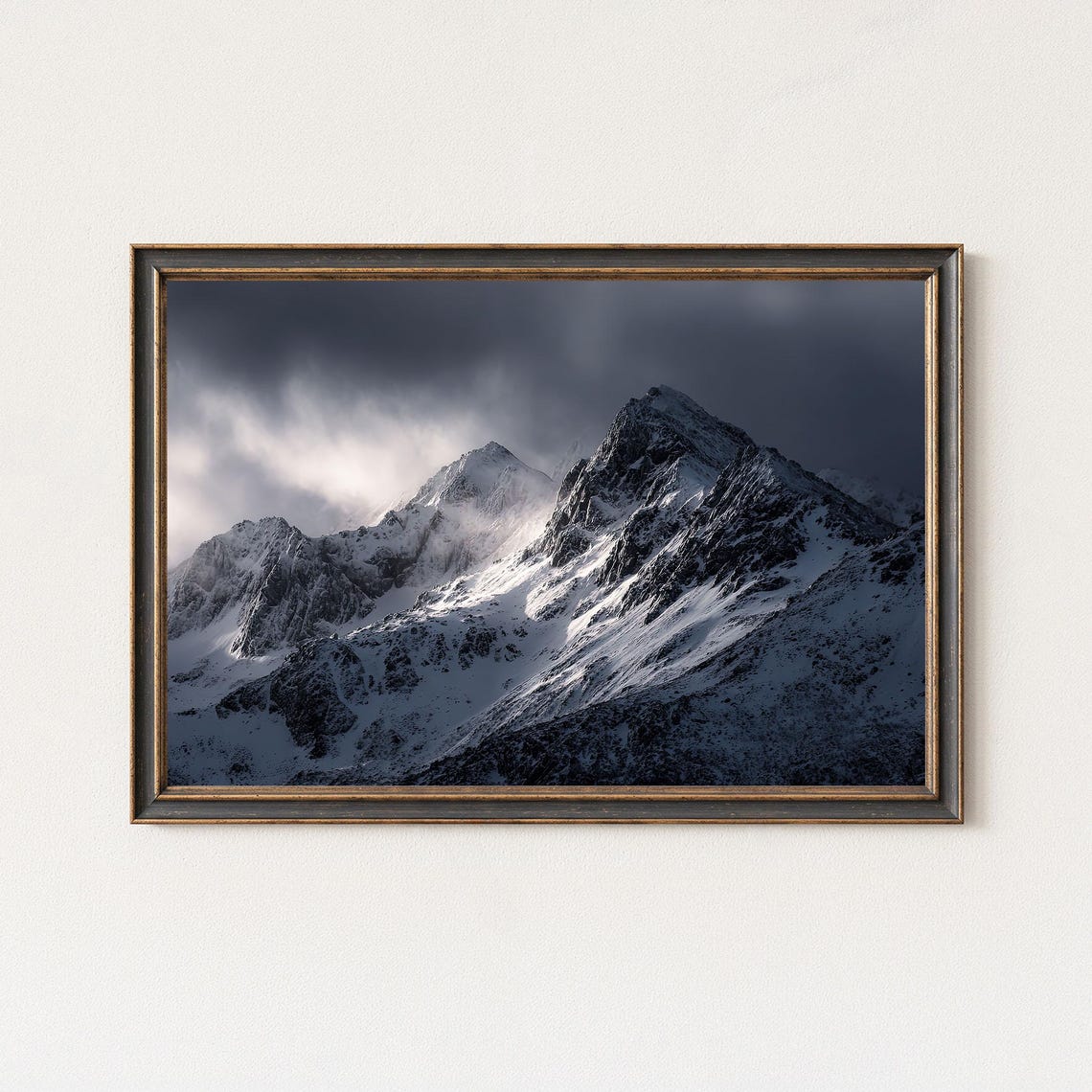 Dramatic Snowy Mountain Peak Wall Art Argentina Landscape Print