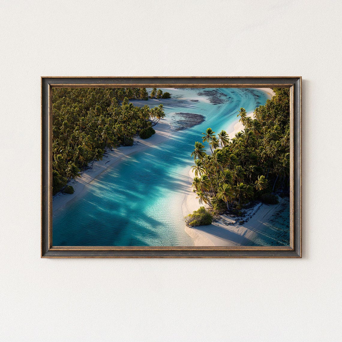 Aitutaki Lagoon Aerial View With Turquoise Tropical Island Poster