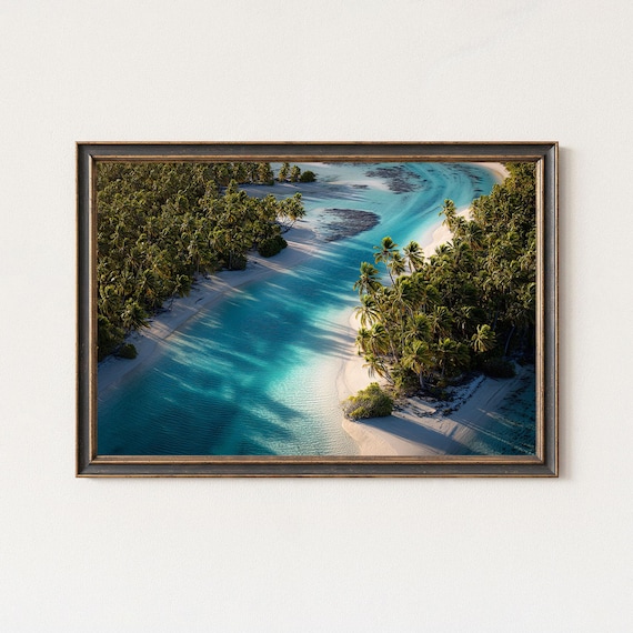 Aitutaki Lagoon Aerial View With Turquoise Tropical Island Poster