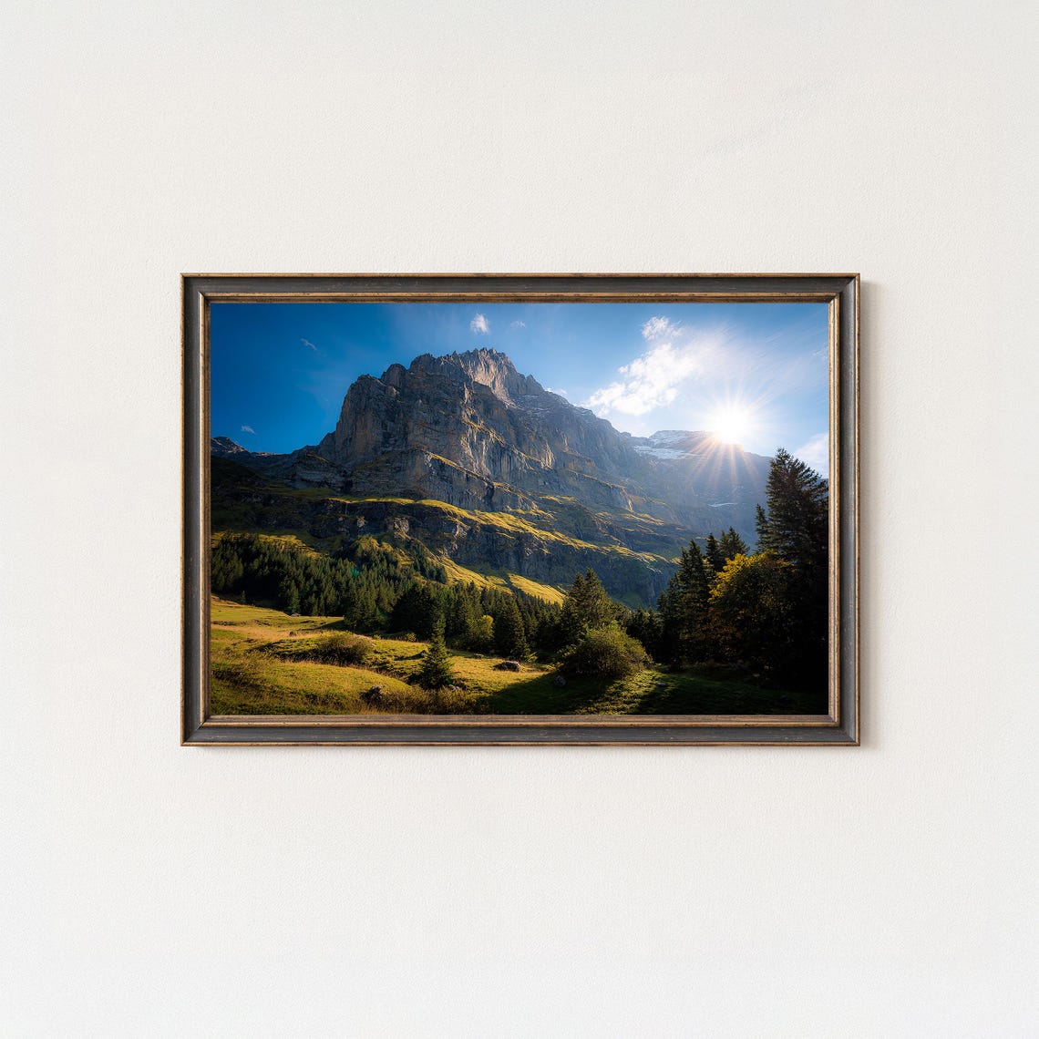 Grindelwald Switzerland Mountain Sunrise Scenic Alpine Peak Poster