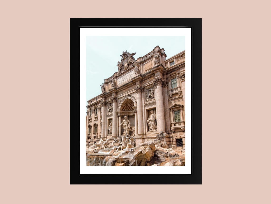 Trevi Fountain Rome Poster Italian Baroque Architecture Travel Photo