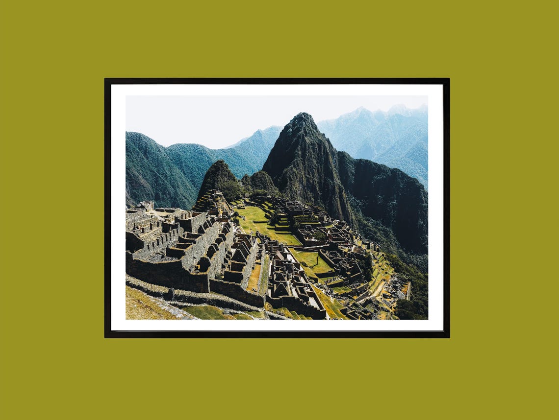 Machu Picchu Peru Inca Ruins Andes Mountain Aerial Photography Print