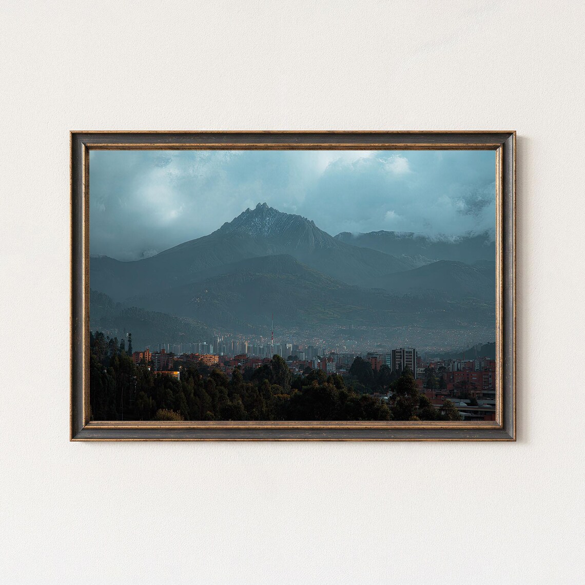 Bogot Mountain Skyline Print Dramatic Wall Art