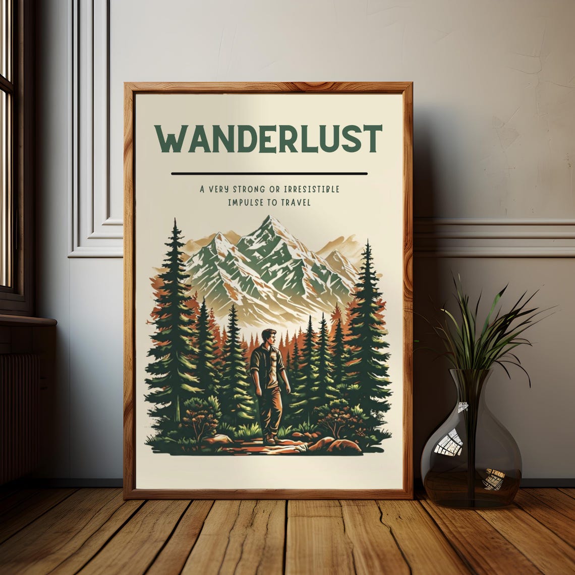 Outdoorsy Art Print Wanderlust Print Motivational Poster Adventure Awaits Mountain Wall Art Forest Print Adventure Art Nature Walk - Image 2