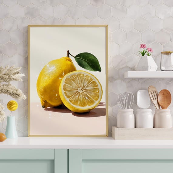 Lemon Art Print Modern Wall Art Kitchen Wall Decor Funky Wall Art Lemon Fruit Wall Art Citrus Wall Art Fruity Poster