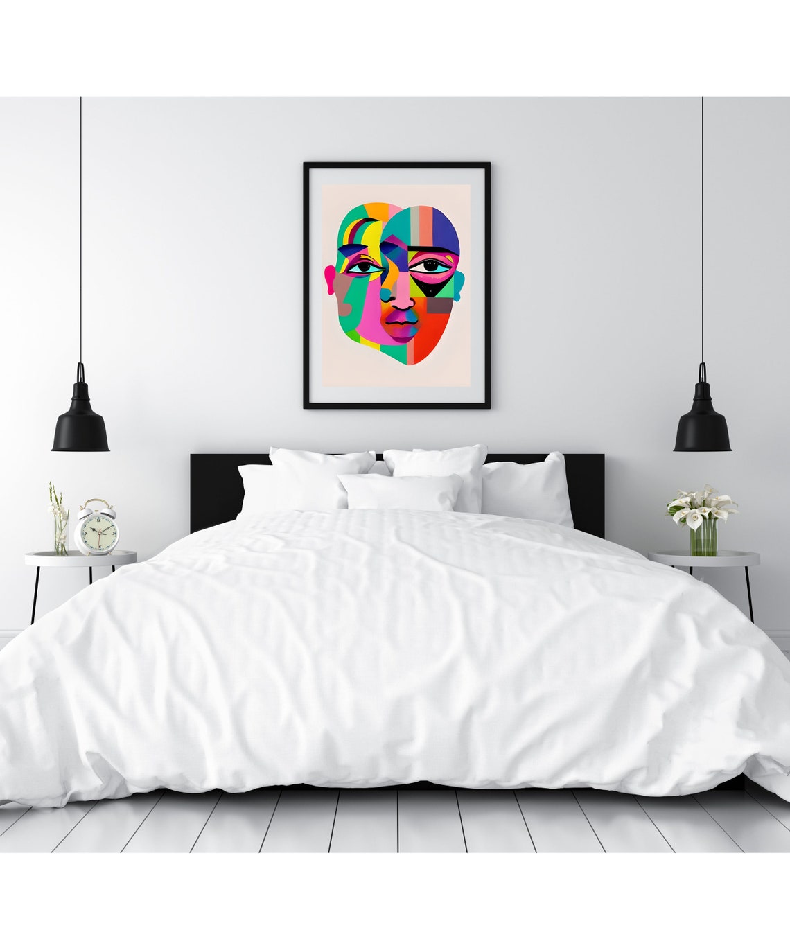 Mold Overlapping Faces Colorful Mosaic Abstract Portrait Print - Image 2