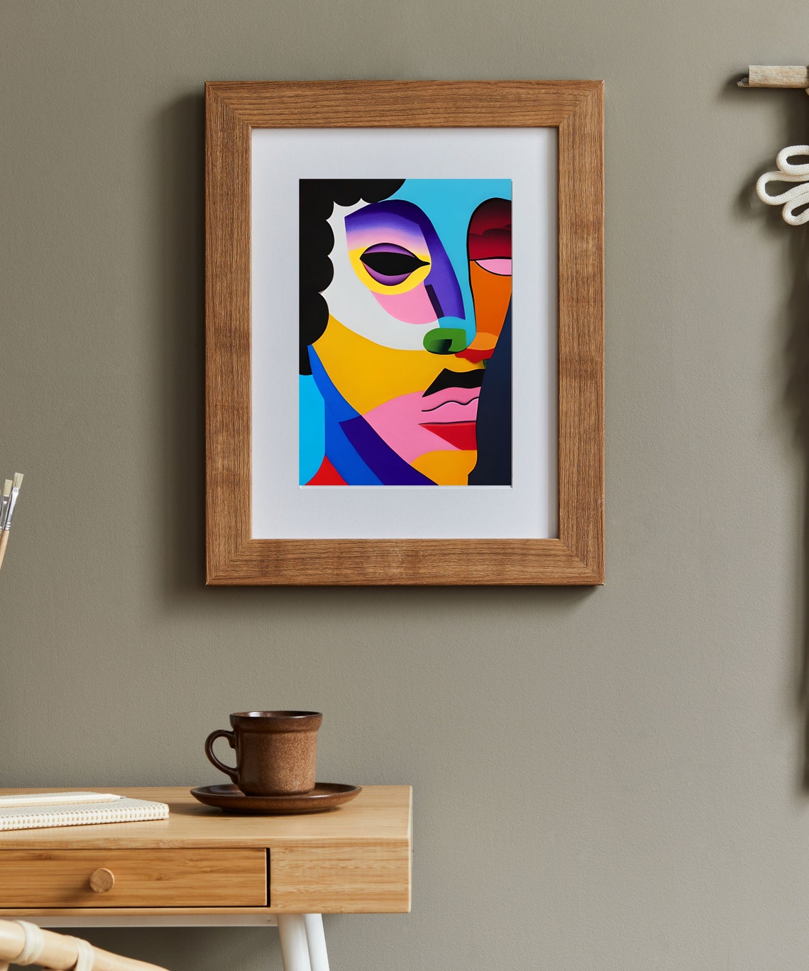Gustav Bold Cubist Face Flat Color Blocks Modern Abstract Art Print - Image 3