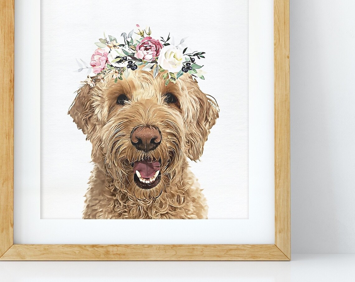 Custom Pet Portrait, Peekaboo Flower Crown Art Print - Image 4