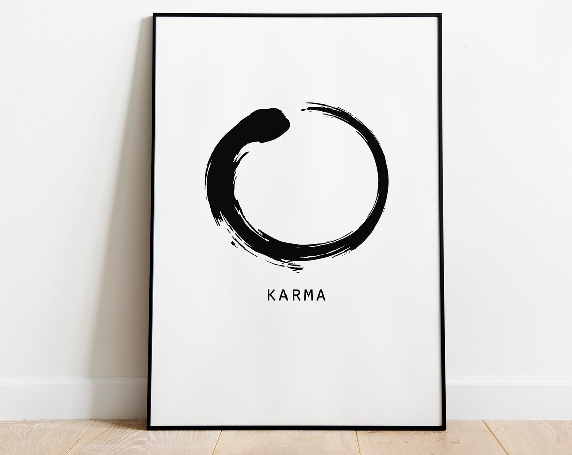 Karma Black Enso Circle Minimalist Japanese Ink Typography Poster - Image 3