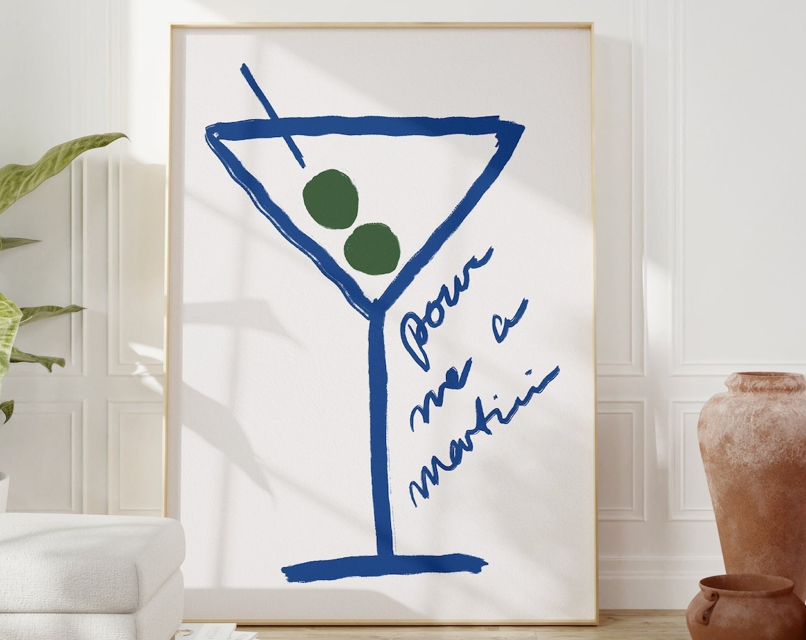 Bar Cart Cute Cocktail Accessories Art Print