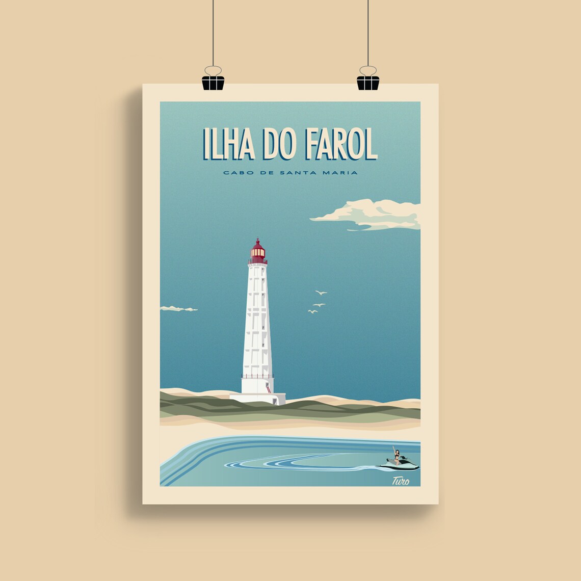 Ilha Do Farol Vintage Travel Poster, Portugal Faro - Image 2