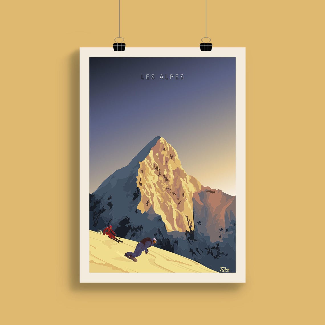The Alps Travel Poster Ski Chairlift Travel Poster Vintage Poster Mountains Winter Sports - Image 2