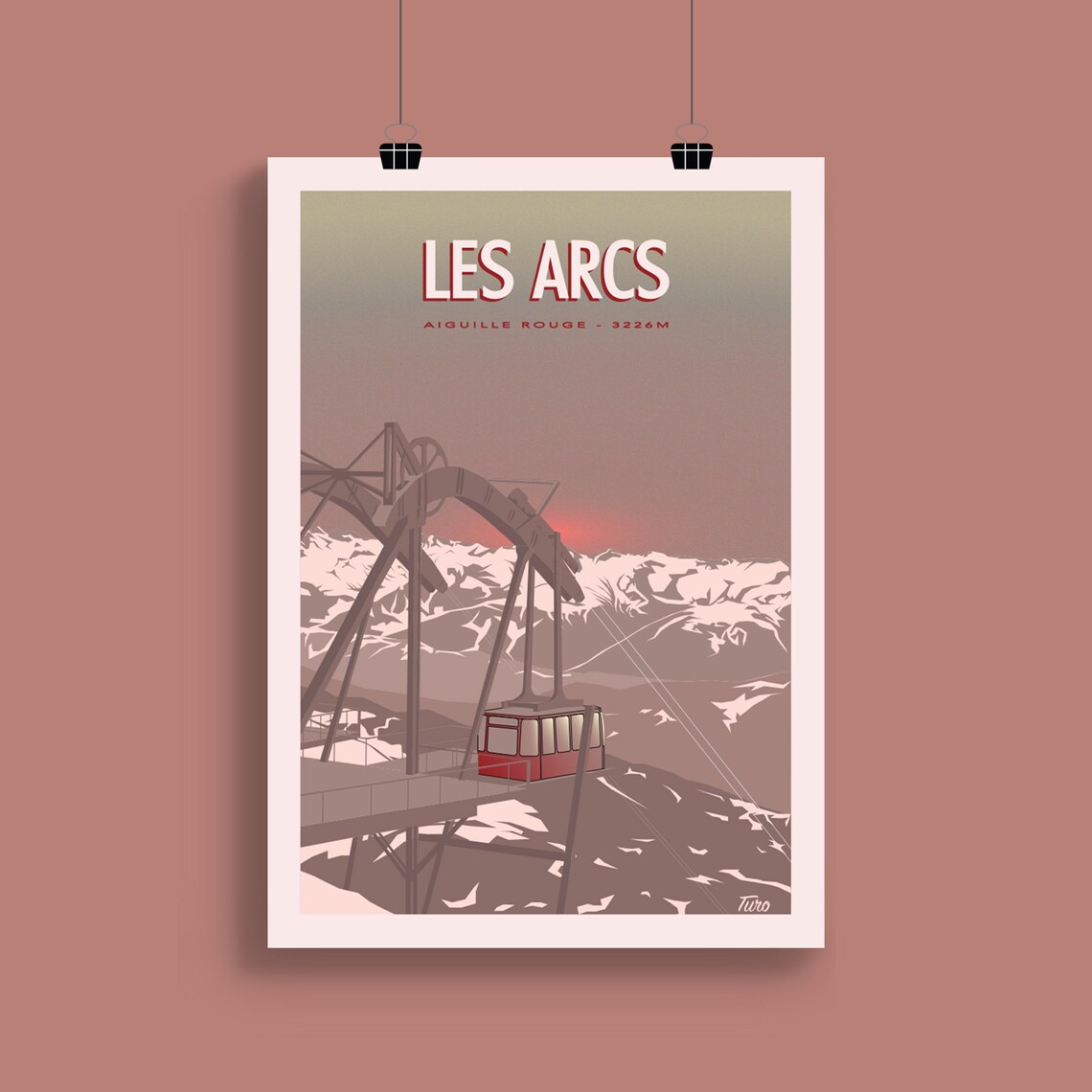 Les Arcs Vintage Travel Poster, Aiguille Rouge - Image 2